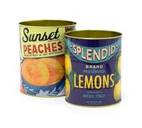 Carousel Home Set di 2 barattoli per frutta in stile retrò vintage | 2 pezzi Replica barattoli decorativi in scatola | Barattoli in metallo