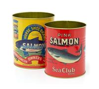 Carousel Home Set di 2 barattoli per salmone in stile retrò vintage | 2 pezzi Replica di barattoli per alimenti decorativi in scatola | Barattoli in metallo