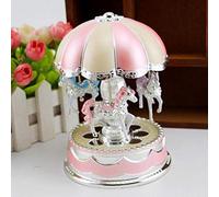 Carousel Horse Music Box che cambia colore luci a LED musicale palla da neve per donne bambini ragazze mamma figlia compleanno festa della mamma regali di San Valentino (rosa cupola)