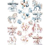 Carousel Rice Paper, 11.5 x 14.5 inch - for Decoupage Cards Journal Crafts
