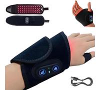 Carpal Tunnel Wrist Brace, Red Light Therapy & Vibration Massager for Hand, 3-Heating Settings, Portable Cordless Heated Wrist Massager Wrap Brace for Arthritis Pain Relief