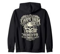 Carpe Diem Memento Mori Teschio Rose Gotico Felpa con Cappuccio