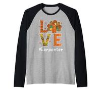 Carpenter Love Thanksgiving Leopard Turkey Autumn Fall Maglia con Maniche Raglan