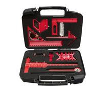 Carpentry Squares - 9-Piece Carpenter Measuring Kit, Precision Woodworking Angle Square Kit with Aluminum Rulers, Center Locator, Compass, Sharpening Guide, Height Gauge for Construction, Flooring