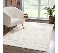 carpet city Tappeto a pelo lungo per soggiorno 80 x 150 cm Scandi stile rustico etnico tinta unita crema CutLoop alto effetto 3D Tappeto Shaggy morbido e morbido per camera da letto a pelo lungo