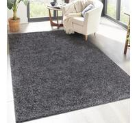 carpet city - Tappeto a pelo lungo per soggiorno, modello Shaggy, in tinta unita, colore: antracite, 160 x 230 cm, morbido e soffice