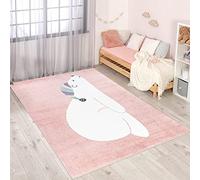 carpet city Tappeto per cameretta dei bambini, motivo animali, rosa, 80 x 150 cm, a pelo corto, con cappello a pelo corto, pelo morbido
