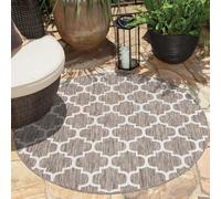 carpet city Tappeto per esterni, resistente alle intemperie, beige, 200 x 200 cm, rotondo, marocchino, per balcone, impermeabile, per terrazze, giardino, cucina, bagno o soggiorno