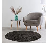 carpet city - Tappeto per soggiorno a pelo lungo, effetto antracite, decorazione per camera da letto, tinta unita, modello Oeko Tex 100, adatto a persone allergiche, 120 x 120 cm