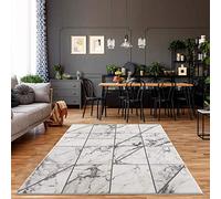 carpet city Tappeto soggiorno - effetto piastrelle 80 x 150 cm grigio mélange - Tappeto moderno a pelo corto
