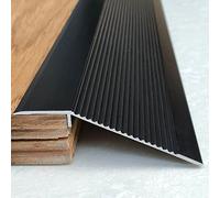Carpet/Tile Threshold Reducer for Vinyl Flooring,10cm Extra Wide Floor Transition Strip Aluminum, Home Walkers Entry Ramp(Black,Length 1.3m/51 in)