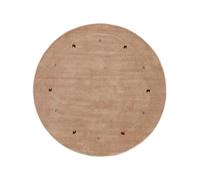 CarpetFine Tappeto di lana Gabbeh Uni rotondo Beige Ø 250 | Tappeto moderno per soggiorno e camera da letto
