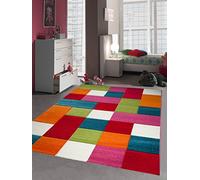 CARPETIA I Bambini Tappeto di Gioco Tappeto Karo più Turchese Rosa Rosso Bianco Größe 160x230 cm