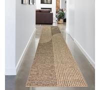 CARPETIA Tappeto balcone camera ospiti runner tappeto corridoio grande easy-care indoor outdoor con elegante motivo a fiocco in beige e marrone 80 x 250 cm