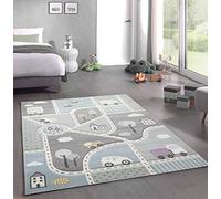 CARPETIA Tappeto Bambini Tappeto Ragazzo per Strade Automobili Verde Blu Größe 120x170 cm