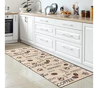 CARPETIA Tappeto Cucina Tappeto da Cucina Tappeto Corridore Coffee Cafe Cappuccino antiscivolo lavabile beige marrone 80 x 300 cm
