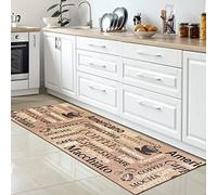 CARPETIA Tappeto da Cucina Tappeto Corridoio Design Cafe Coffee Espresso moderno Tessuto Piatto Cucina Sala da Pranzo beige marrone 80x300 cm