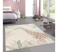 CARPETIA Tappeto da gioco per la camera dei bambini soffice, facile da trattare e resistente, giraffa natura crema verde, 200 x 290 cm