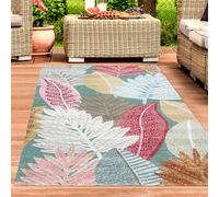 CARPETIA Tappeto da interno e da esterno camera degli ospiti giardino balcone veranda motivo floreale 3d effetto esterno color crema 120 x 170 cm