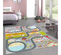 CARPETIA tappeto gioco città parcheggi strade piatto antiscivolo facile da trattare resistente non inquinante compatibile con robot a pavimento gioco educativo grigio 140 x 200 cm