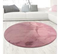 CARPETIA Tappeto moderno a pelo corto, effetto pelliccia, vellutato, setoso, leggero, facile da pulire, moderno, tinta unita, 160 cm, rotondo