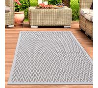 CARPETIA Tappeto moderno per interni ed esterni, resistente alle intemperie, resistente ai raggi UV, per terrazza, balcone, giardino d'inverno, aspetto elegante, beige, crema, 240 x 340 cm