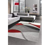 CARPETIA Tappeto Moderno Tappeto Moquette Design Onda Nero Grigio Rosso Größe 80 x 300 cm