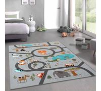 CARPETIA Tappeto per bambini Tappeto gioco per camerette per bambini antiscivolo lavabile easy-care Safari Street grigio 200 x 200 cm quadrato