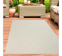 CARPETIA Tappeto per interni e per esterni balcone patio giardino d'inverno resistente alle intemperie iuta look linea rotonda crema, 140 x 200 cm