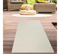 CARPETIA Tappeto per interni e per esterni piccolo balcone terrazza giardino d'inverno resistente alle intemperie motivo a linee rotonde in iuta crema, 80 x 250 cm