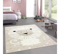 CARPETIA Tappeto per la stanza dei giochi Tappeto per la stanza dei bambini luminoso e simpatico leone beige crema, 120 x 170 cm