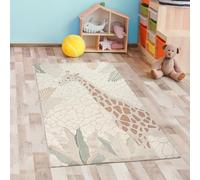 CARPETIA Tappeto Runner soffice, facile da trattare e resistente, giraffa nature crema verde, 80 x 150 cm