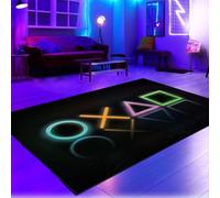 CARPETIA tappeto sala giochi antiscivolo LED look piatto aspirapolvere robot-friendly facile da angolo gamer decorazione elegante durevole in nero e colori neon 80 x 120 cm