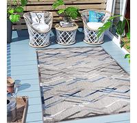 Carpeto Rugs Tappeto Astatto da Esterno Terrazzo Moderno a Pelo Corto - Tappeto per Esterno Grande - Tappeti da Esterno - Grigio Blu 2-160 x 230 cm