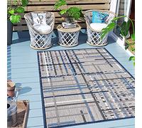 Carpeto Rugs Tappeto Astatto da Esterno Terrazzo Moderno a Pelo Corto - Tappeto per Esterno Grande - Tappeti da Esterno - Grigio Blu - 120 x 170 cm