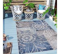 Carpeto Rugs Tappeto Astatto da Esterno Terrazzo Moderno a Pelo Corto - Tappeto per Esterno Grande - Tappeti da Esterno - Blu Grigio 1-80 x 150 cm