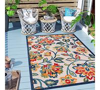 Carpeto Rugs Tappeto Astatto da Esterno Terrazzo Moderno a Pelo Corto - Tappeto per Esterno Grande - Tappeti da Esterno - Blu Multicolore - 80 x 200 cm