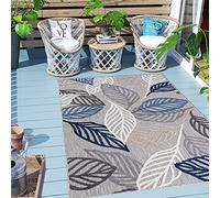 Carpeto Rugs Tappeto Astatto da Esterno Terrazzo Moderno a Pelo Corto - Tappeto per Esterno Grande - Tappeti da Esterno - Grigio Blu 4-140 x 200 cm