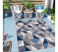 Carpeto Rugs Tappeto Astatto da Esterno Terrazzo Moderno a Pelo Corto - Tappeto per Esterno Grande - Tappeti da Esterno - Grigio Blu 1-160 x 230 cm