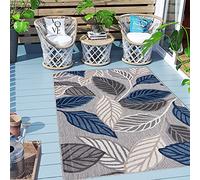 Carpeto Rugs Tappeto Astatto da Esterno Terrazzo Moderno a Pelo Corto - Tappeto per Esterno Grande - Tappeti da Esterno - Grigio Blu 3-160 x 230 cm