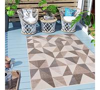 Carpeto Rugs Tappeto Astatto da Esterno Terrazzo Moderno a Pelo Corto - Tappeto per Esterno Grande - Tappeti da Esterno - Beige - 80 x 200 cm
