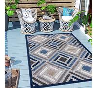 Carpeto Rugs Tappeto Astatto da Esterno Terrazzo Moderno a Pelo Corto - Tappeto per Esterno Grande - Tappeti da Esterno - Blu Grigio 2-120 x 170 cm