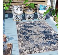 Carpeto Rugs Tappeto Astatto da Esterno Terrazzo Moderno a Pelo Corto - Tappeto per Esterno Grande - Tappeti da Esterno - Blu Grigio - 80 x 150 cm