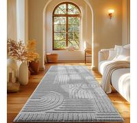 Carpetsale24 passatoia 80x250 cm argento a pelo alto per soggiorno, morbida e soffice, stile boho scandinavo, shaggy a pelo lungo, facile da pulire con retro in juta