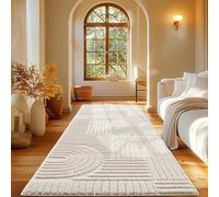 Carpetsale24 passatoia 80x250 cm crema a pelo alto per soggiorno, morbida e soffice, stile boho scandinavo, shaggy a pelo lungo, facile da pulire con retro in juta