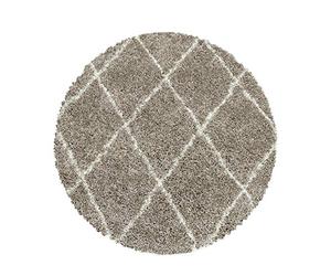 Carpetsale24 Shaggy Tappeto per Soggiorno e Camera da Letto Scandinavo Design a Rombi Beige e Bianco Rotondo 80 cm - Tappeto a Pelo Alto per Soggiorno Extra Morbido Facile da Pulire