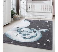 Carpetsale24 Tappeti per Bambini, Colore Blu, Disegno dell'elefante, 112878, Tappeto Rettangolare, Tappeti Camera dei Bambini, 200 x 290 cm