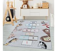 Carpetsale24 Tappeti per bambini, colore grigio, gioco della campana, 105255, tappeto rettangolare, Tappeti camera dei bambini, 100 x 150 cm