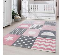 Carpetsale24 Tappeti per bambini, colore rosa, disegno cuore e stella, 22933, tappeto rettangolare, Tappeti camera dei bambini, 120 x 170 cm