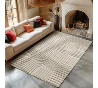 Carpetsale24 tappeto 120x170 cm beige a pelo alto per soggiorno, morbido e soffice, stile boho scandinavo, shaggy a pelo lungo, facile da pulire con retro in juta